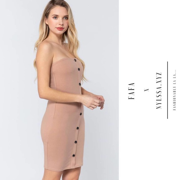 Button Down Tube Mini Dress - Picture 3 of 7